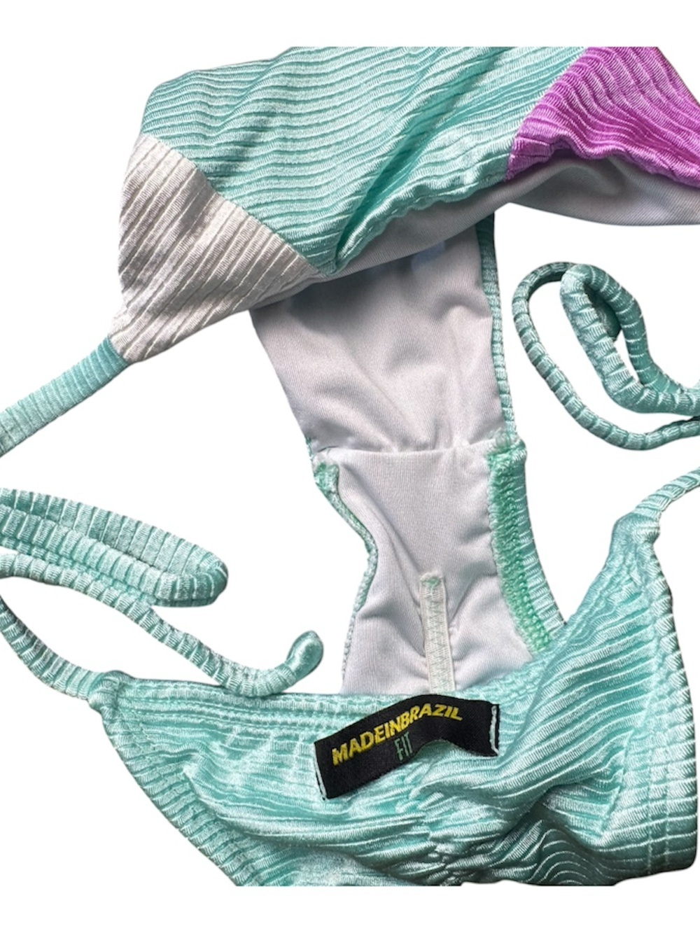 MadeinBrazil Light Aqua String Bikini Set - Picture 4 of 5